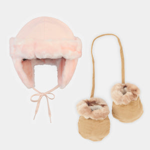 Russian-style Faux Fur Hat and Mitts Bundle