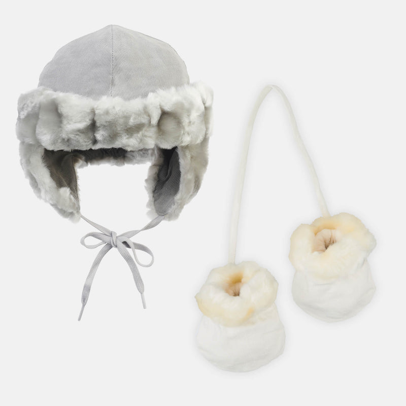 Russian style Faux Fur Hat and Mitts Bundle Minimink